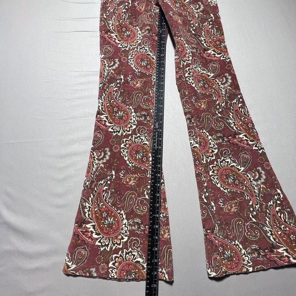 Sterling & Stitch‎ Flare Pants Womens 27x32.5 Brown Paisley Corduroy Boho Retro - Picture 14 of 16